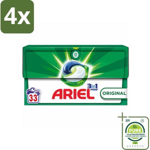 Ariel - 3in1 Wasmiddel Pods - Original - 33 Pods - Voordeelverpakking - 4 stuks - Ariel wasmiddel - Waspoeder