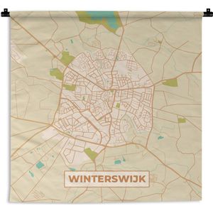 Wandkleed - Wanddoek - Winterswijk - Plattegrond - Stadskaart - Vintage - Kaart - 60x60 cm - Wandtapijt