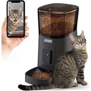 LaCardia Voerautomaat Zwart - automatische voerbak voor kat of hond - Verstelbare camera - smartphone besturing - 6.0 L voerautomaat - Voerdispenser