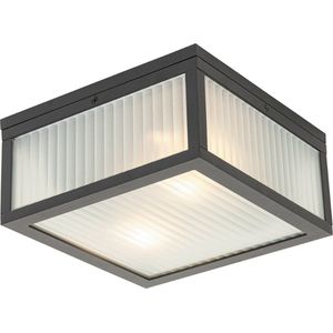 QAZQA charlois - Moderne Plafondlamp voor buiten - 2 lichts - L 24 cm - Zwart - Buitenverlichting