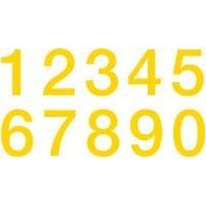 Set magneet cijfers 0-9 - magneetfolie - geel teksthoogte 50 mm