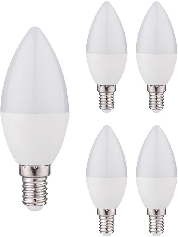 Kobi - LED Lamp - Kaarsvorm - 6W - 470lm - 3000K - 230V - Voor Tafellampen of Wandverlichting - 5 stuks