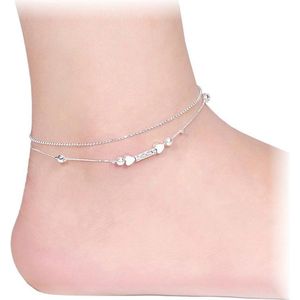 Fako Bijoux® - Enkelbandje - Enkelsieraad - Hartjes Met Staafje