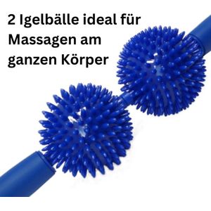 Massageroller 9 cm met 2 ballen - egelbal voor ontspannende massage - spierontspanning en voetmassage - eenvoudig te hanteren - effectief massage bal voeten