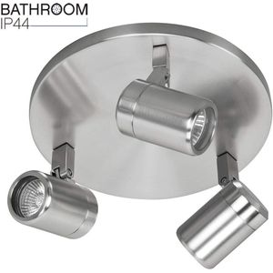 Rain spot | 3 lichts | grijs / staal | glas / metaal | Ø 25 cm | 35 watt | dimbaar | kantelbaar | plafondlamp / badkamer lamp / hal lamp | modern design
