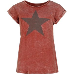 R.E.D. Rock-Engineered Design rood T-shirt met korte mouwen en sterrenprint - Dames - S