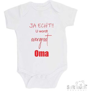 100% katoenen Romper ""JA ECHT!! U wordt overgroot Oma"" Jongens Katoen Wit/rood Maat 56/62