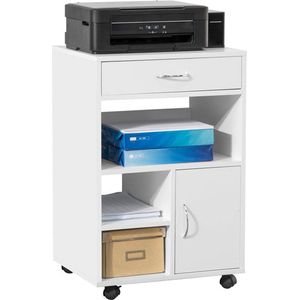 Rootz multifunctionele printertafel - kantooropbergkast - bijzettafel - salontafel - veelzijdig gebruik - vergrendelbare wielen - duurzaam PB-materiaal - 50 cm x 75 cm x 40 cm