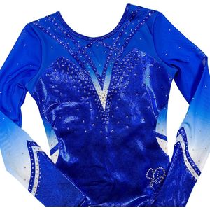 Sparkle&Dream Turnpakje Coco Blauw - Maat AXXL M/L - Gympakje voor Turnen, Acro, Trampoline en Gymnastiek