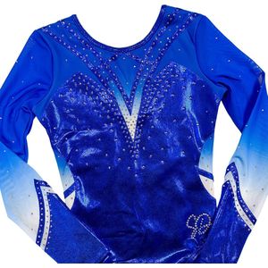 Sparkle&Dream Turnpakje Coco Blauw- Maat CME 122/128 - Gympakje voor Turnen, Acro, Trampoline en Gymnastiek