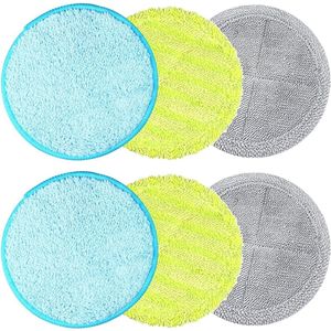 Mop Refill Pack - 6 Stuks - Voor Hurricane Floating Mop Gele Vervangende Microvezel Mop Pads - Multifunctionele Drijvende Mop Vervangende Pads - Grijs - Groen - Blauw - 16 CM Diameter