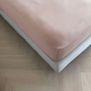 Kayori Tara Topper Hoeslaken Jersey Stretch - 180x200-220cm - Biologisch Katoen - Strijkvrij - Nude