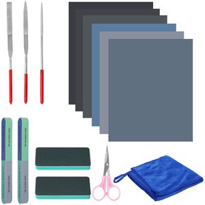 Belle Vous Epoxy Resin Giet Polijst Gereedschap Set (15 Stuks) – Starter Benodigdheden, Inclusief Vijl Blokken en Gereedschap, Schuurpapier, Doek en Schaar – Voor Sieraden Maken