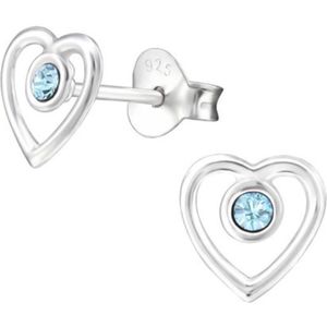 Joy|S - Zilveren hartje met La Crystale oorbellen - blauw