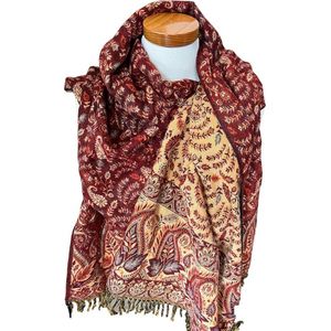 Omslagdoek - Paisley - Grote Sjaal - Rood/Oranje - Meditatiedeken - Dekentje - Plaid - Woondeken - 210x110cm - nm01