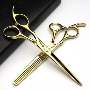 Ultra-Goedkope Familie Kinderen Haar Schaar Set Flat Cut - Dunner Schaar Goud 6 inch 2 Stuks-A