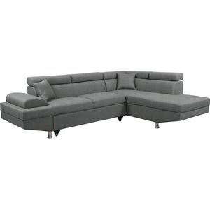 Hoekbank slaapbank meubel ""Sophia luxe"" - 265 x 190,5 x 80/91 cm - Grijs - Hoek aan rechterkant
