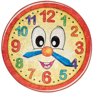Bosdela kinder- en babyvloerkleed. Diverse dessins. Rode klok rond Ø140 cm, antislip en zacht, ideaal voor kinderkamers, speelkamers en kruipmatten.