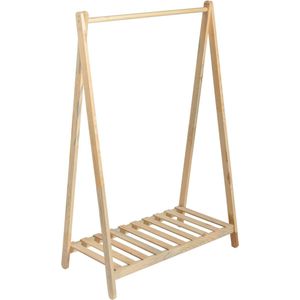 Kledingrek Johnson - Met Plank - Grenen - 125x86x38cm - Houtkleurig - Kapstok - Ruimtebesparend