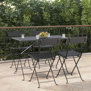 vidaXL - Bistrostoelen - 4 - st - inklapbaar - poly - rattan - en - staal - zwart