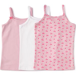 Little Label Ondergoed Meisjes - Hemd Meisje Maat 158-164 - roze, wit - Zachte BIO Katoen - 3 Stuks - Onderhemd - Print