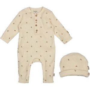 B.E.S.S. Unisex Jumpsuit en mutsje beige printje maat 56