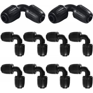 Titel: 10 Stuks 16 mm Elleboogtuinslangconnector met Prikkeldraad Irrigatieconnector voor Tuin Gazon Zwart