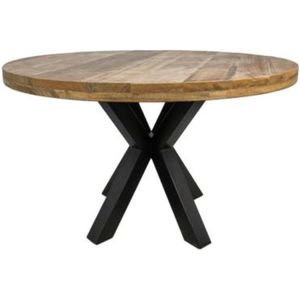 Sfeerwonen en Zo® Eettafel Rond 120 cm mangohout dik blad NATUREL