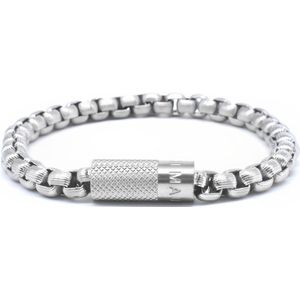 Stalen armband 21cm heren magnetisch - Armbanden heren roestvrij staal Mauro Vinci Vaio- Schakelarmband rvs geborsteld - Armband gourmet mat - Gevlochten mannen armband - met geschenkverpakking van Mauro Vinci - 21cm - cadeau voor mannen -