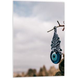 PVC Schuimplaat- Nazar Amulet Hangend aan Smalle Tak - 60x90 cm Foto op PVC Schuimplaat