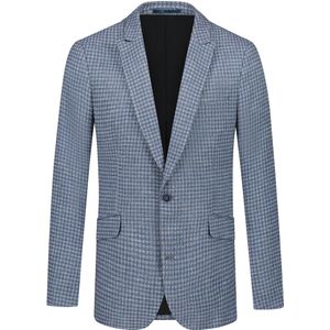 GENTS - Colbert ruitstructuur - Polyblend - Blauw - Maat 50/L