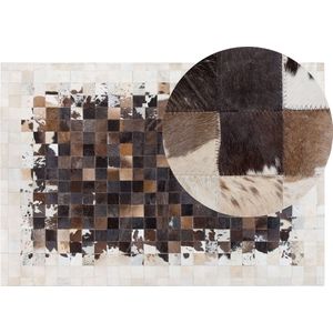 OKCULU - Patchwork vloerkleed - Bruin - 140 x 200 cm - Koeienhuid leer