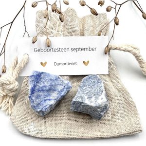 Geboortesteen september - Dumortieriet ruw sneeuwzakje -edelstenen-verjaardag cadeau man/vrouw-gefeliciteerd-geluksbrenger-giftset-brievenbus kado-geboorte cadeautje