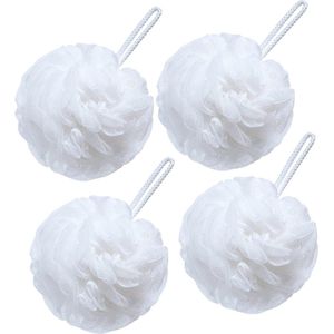 4-Pack Loofah Badsponzen - 60g - Unisex - Wit