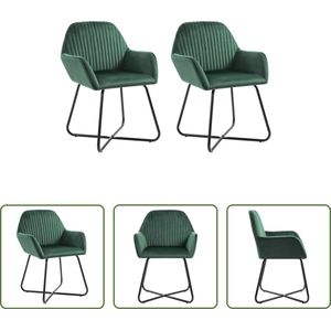 The Living Store Eetkamerstoelen Set - Fluweel - Groen - 61 x 61 x 84 cm - Ergonomisch