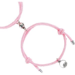 Armband set met magneet | Koppel armband | Roze | Armband dames - Armband heren - Romantisch cadeau - Vriendschap armband