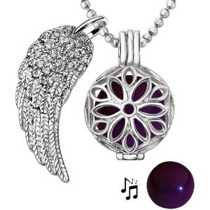 Quiges Engelenroeper 18mm Bolhouder met Ketting 90cm en Bolletje - Dames - Zilverkleurig Bloem - EBS18120