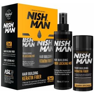Nish Man Hair Building Keratin Fiber 2-in-1 Dark Brown – Direct vol, dikker en natuurlijk uitziend haar