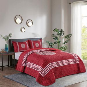 Luxe bedsprei set - Bedsprei 220x240 - Kussensloop 2x 50x70 - Rood met chique details