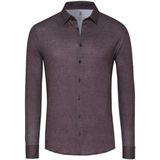Desoto - 841 Chocolate Twill - Overhemd - Chocoladebruin - Slim Fit