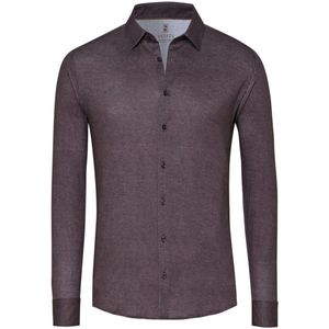 Desoto - 841 Chocolate Twill - Overhemd - Chocoladebruin - Slim Fit
