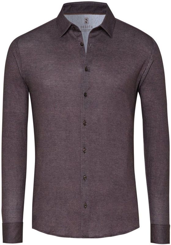 Desoto - 841 Chocolate Twill - Overhemd - Chocoladebruin - Slim Fit