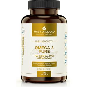 Omega 3 Pure - 700mg DHA&EPA - Visolie - gelatine softgel made of FISH NOT BOVINE