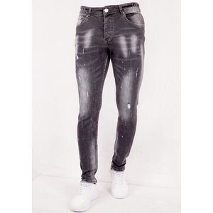 Grijze Slim Fit Jeans met Scheuren Heren - SLM-40 - Grijs