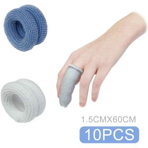 10PCS Finger Bandage - First Aid Tubular Bandage - Finger Bobs Cots Buddies Dressings 15x600mm voor Gebruik Onder Eén Finger Cot (Pack van 10 Blauwe Kleur)