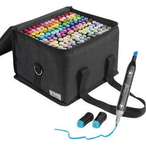 NASSAU FINE ART Duo Markers 168 stuks voor volwassenen - in handige transportdoos - Alcohol markers - Kleurstiften - Fineliners -Dikke stiften - Brushpennen - Markeerstiften