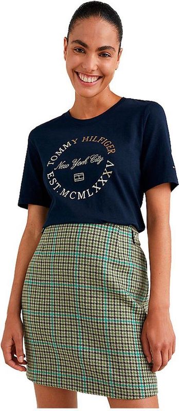 Tommy Hilfiger Reg Metallic Roundall T-shirt Met Korte Mouwen Blauw XS Vrouw