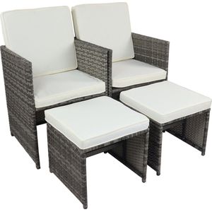 VCM 4-tlg. Set Gartenstuhl | Loungestuhl Sessel | Maße pro Stuhl ca. H. 84 x B. 53 x T. 53 cm | Rattan | Balkonstuhl mit Sitzkissen - Raloso