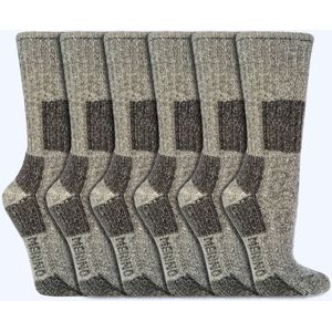 Wandelsokken | 85% Merinowol | Gevoerd | Diverse maten | Kleur: Grijs | 6 paar