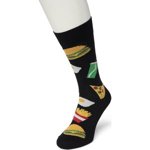 Bonnie Doon Heren Sokken met Fastfood Print maat 40/46 Donker Grijs - Thema Sokken - Fast Food - Cadeau Sokken - Word je Happy en vrolijk van - Zacht Katoen met Gladde Teennaad - Comfortabel - Perfect Cadeau - Anthracite - BT992109.118